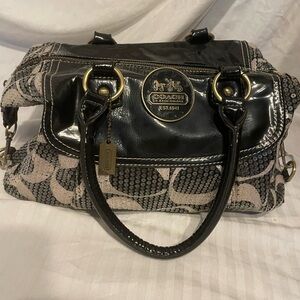 Coach Black and Gray Satchel with Geometric Pattern